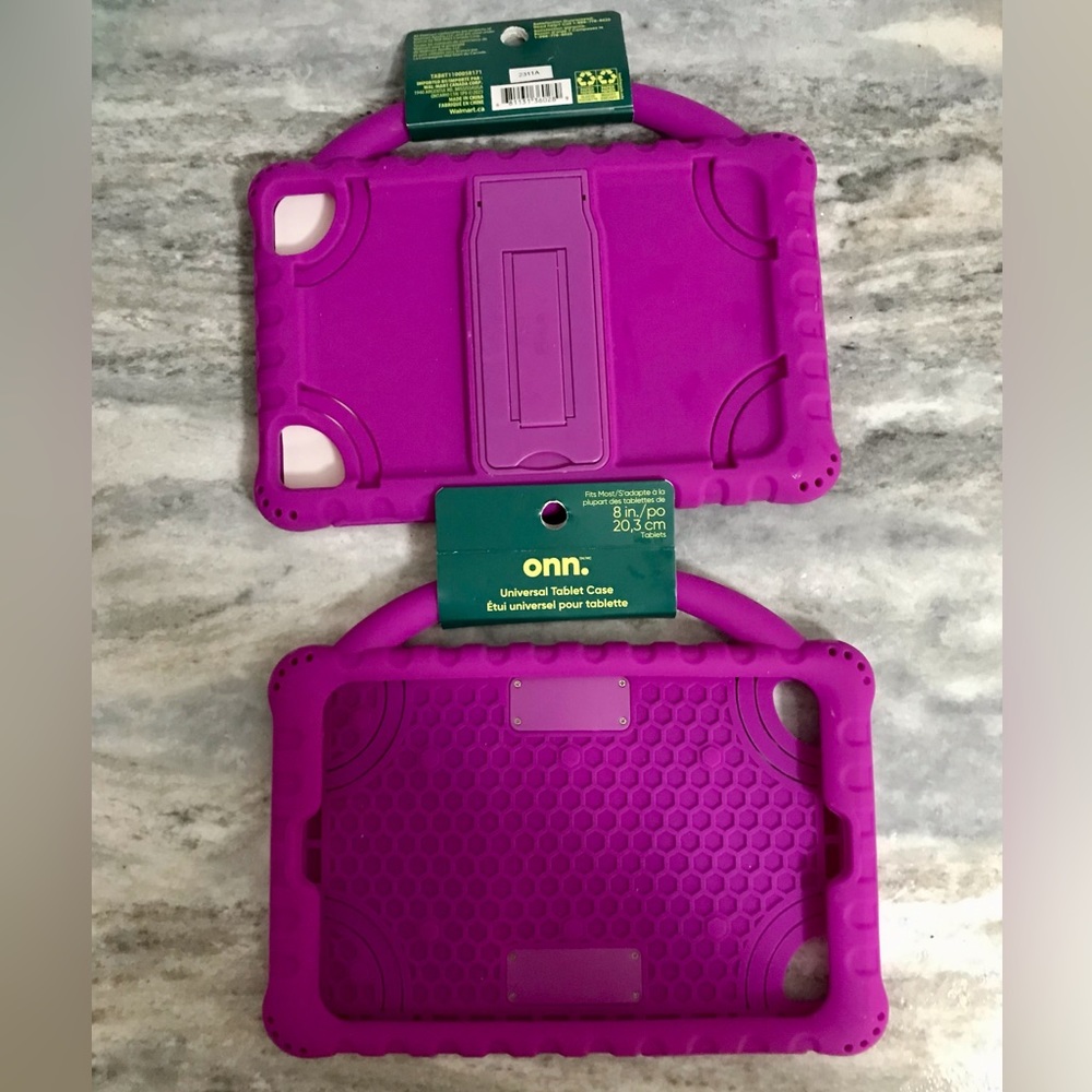 2-Pack of 8” Tablet Cases Folding Stand Silicone Purple Onn. Universal Case